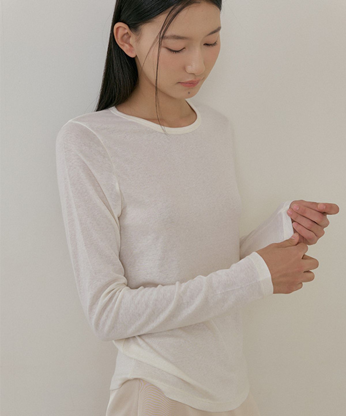 링서울(LINGSEOUL) soft wool tencel tee-cream