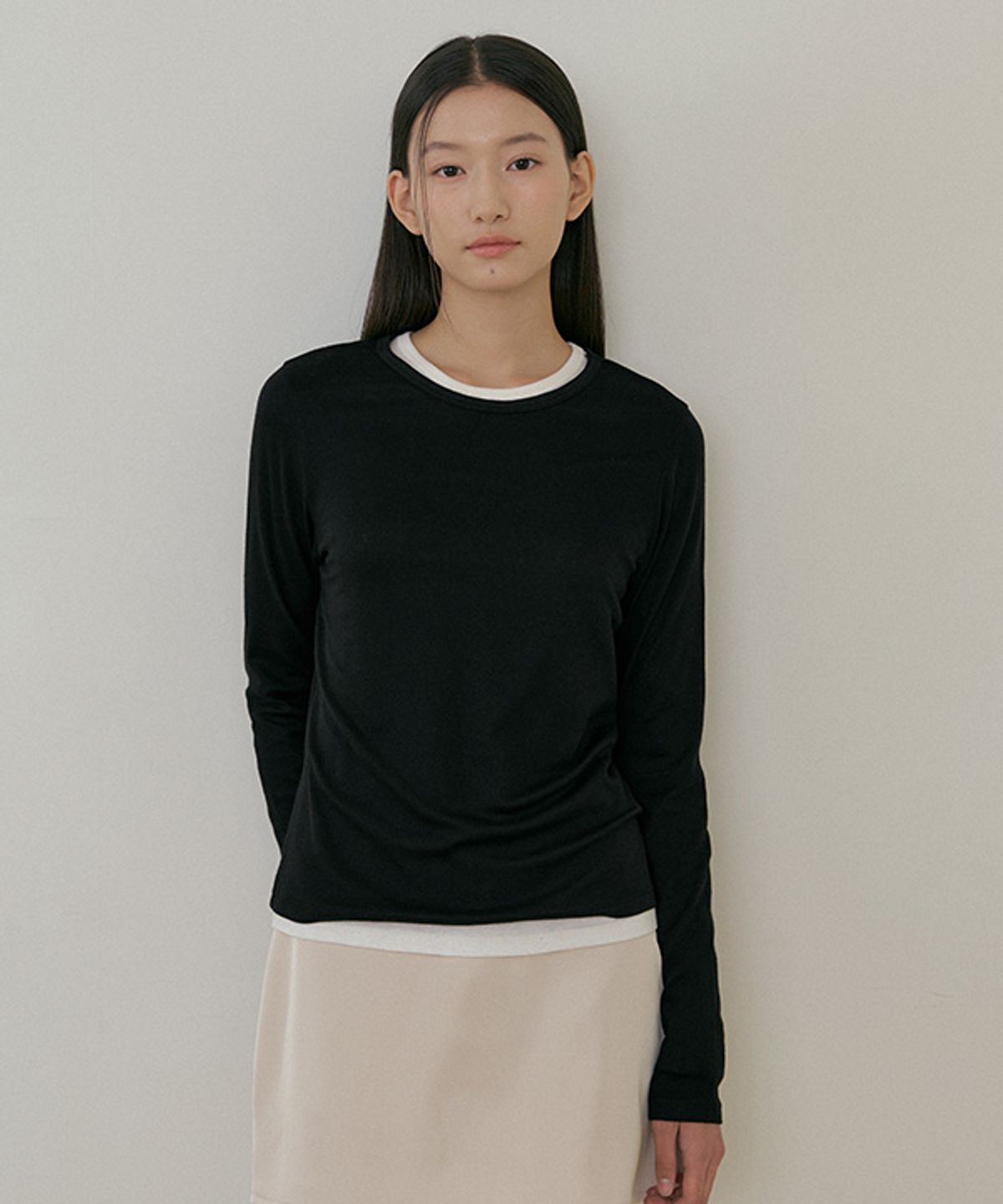 링서울(LINGSEOUL) soft wool tencel tee-black