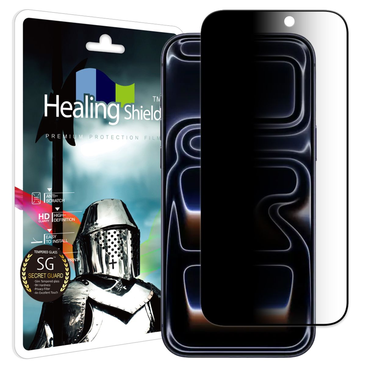 힐링쉴드(HEALINGSHIELD) 아이폰17 프로맥스 3D 풀커버 9H 사생활 정보보안 액정보호 강화유리필름 1매