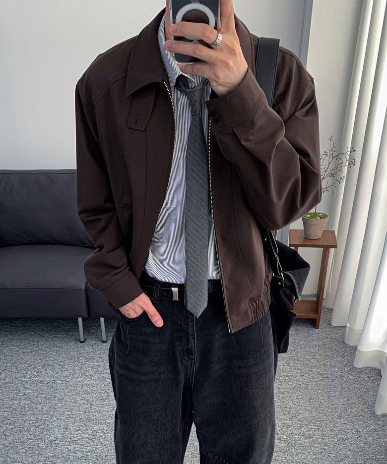 [데일리룸X알리스] 소프트 그레인 울 블루종 자켓 [브라운]