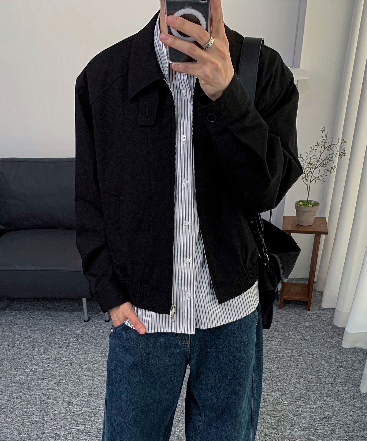 알리스(ALYSS) [데일리룸X알리스] 소프트 그레인 울 블루종 자켓 [블랙]