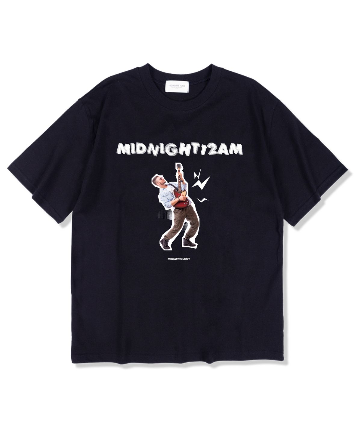 미드나잇12에이엠(MIDNIGHT12AM) 기타리스트 반팔 티셔츠 네이비