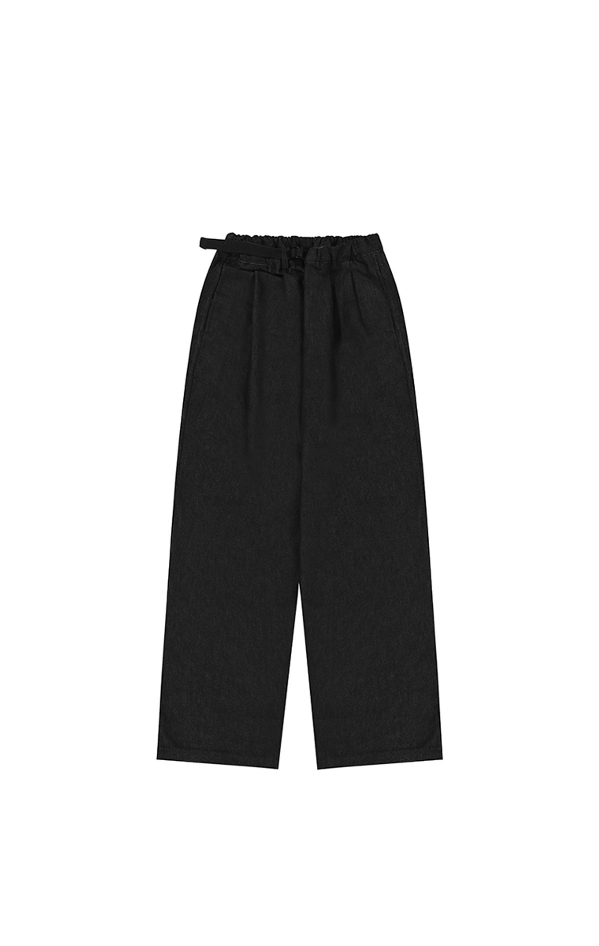 캐피디자인(KAPPY DESIGN) 투턱 와이드 데님 팬츠 (블랙)