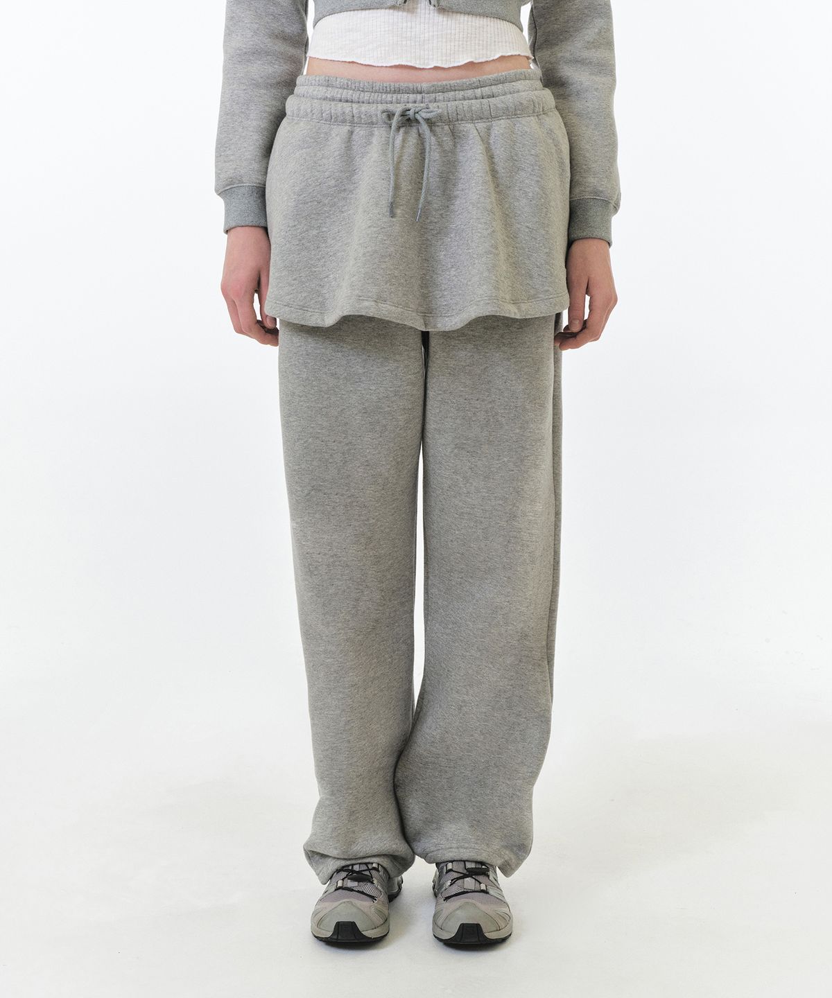그로브(GROVE) REN FLARED SWEAT SKIRT (LIGHT GREY)