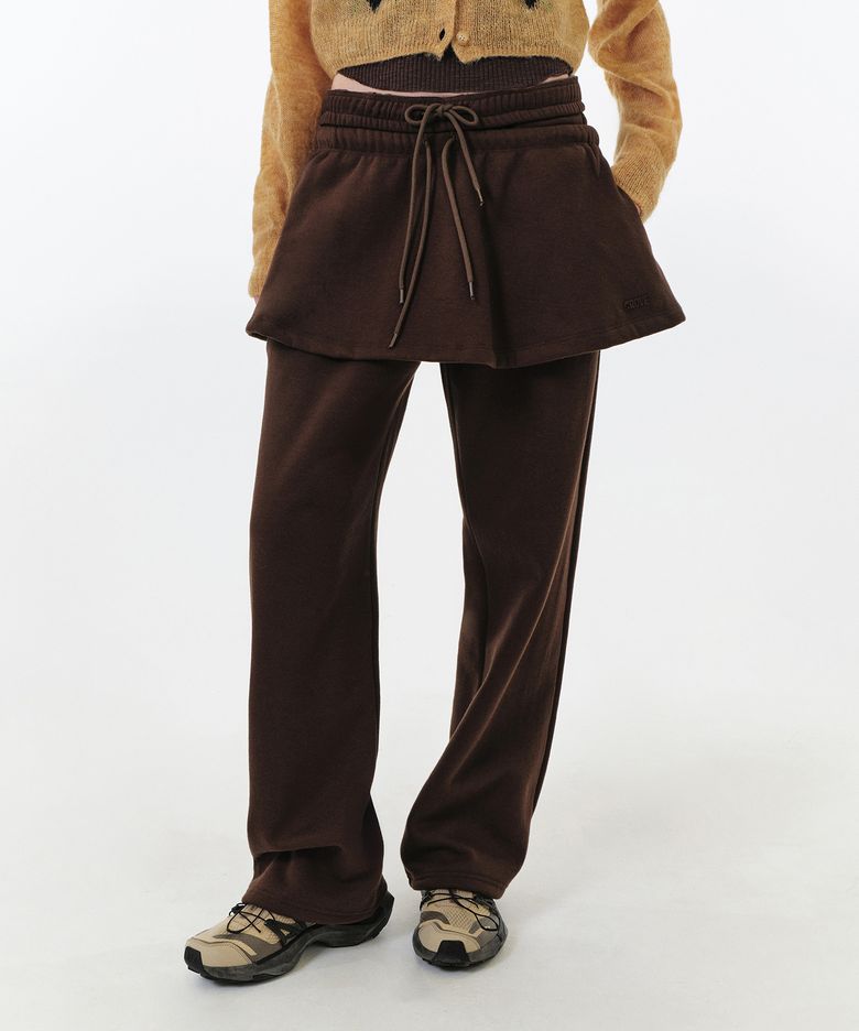 REN FLARED SWEAT SKIRT (BROWN)