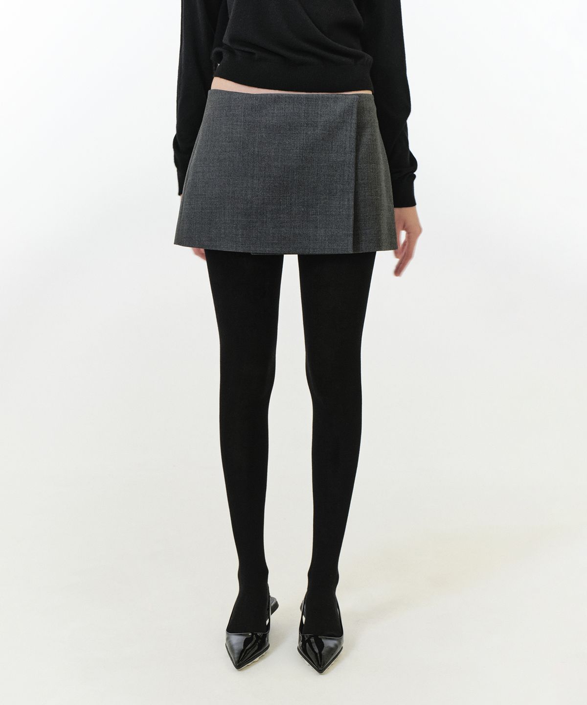 그로브(GROVE) MERCY WRAP SKIRT (CHARCOAL)