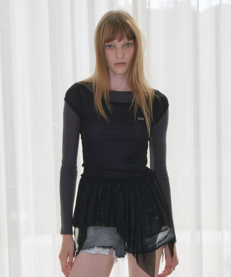 LAYERED MINI DRESS [BLACK]