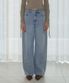 WAIST POINT DENIM WIDE PANTS [SKY BLUE]