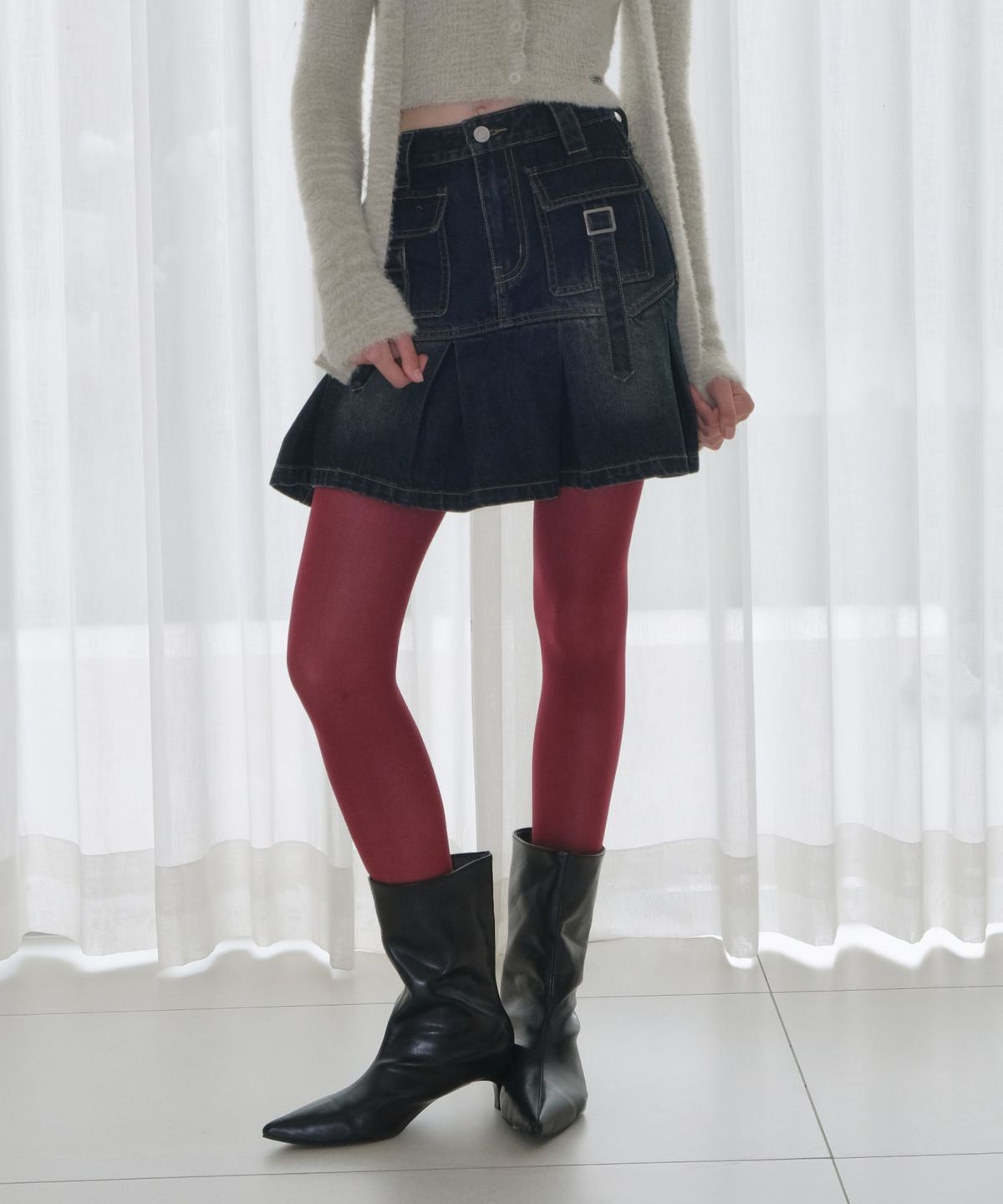 오디너리 홀리데이(ORDINARY HOLIDAY) LOW DENIM MIDI SKIRT [INDIGO BLUE]