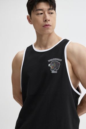 레오파드 배색 헬스 나시 짐웨어 슬리브리스