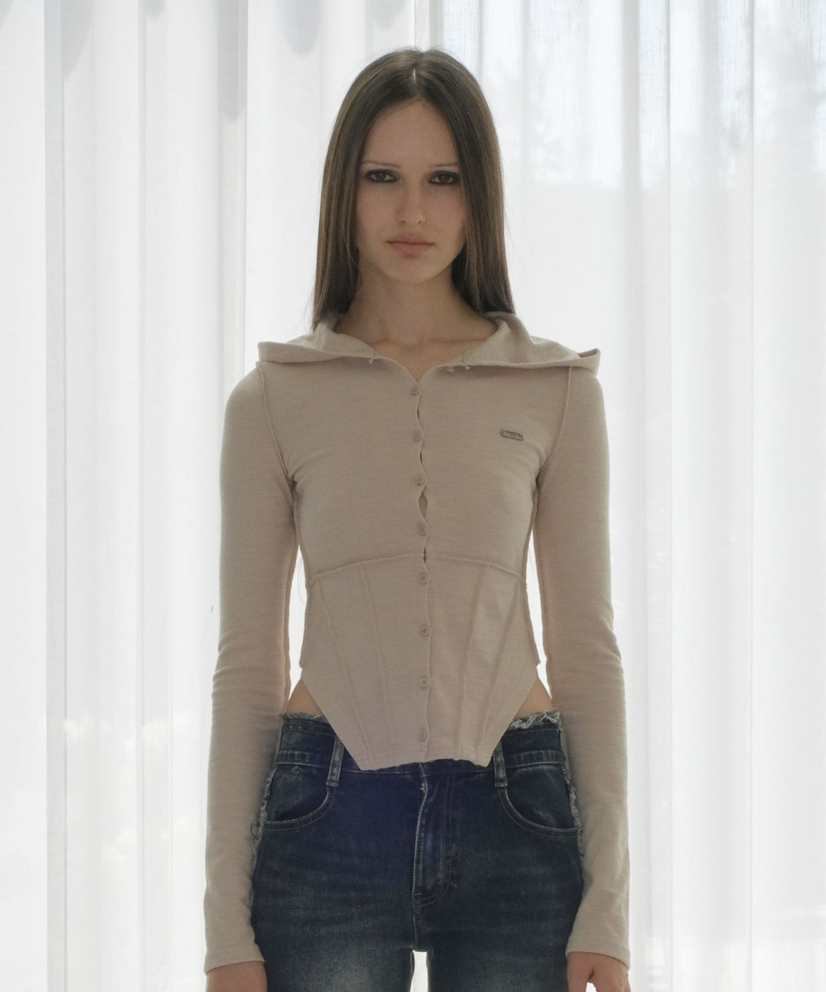 오디너리 홀리데이(ORDINARY HOLIDAY) SLIM CORSET HOOD CARDIGAN [BEIGE]