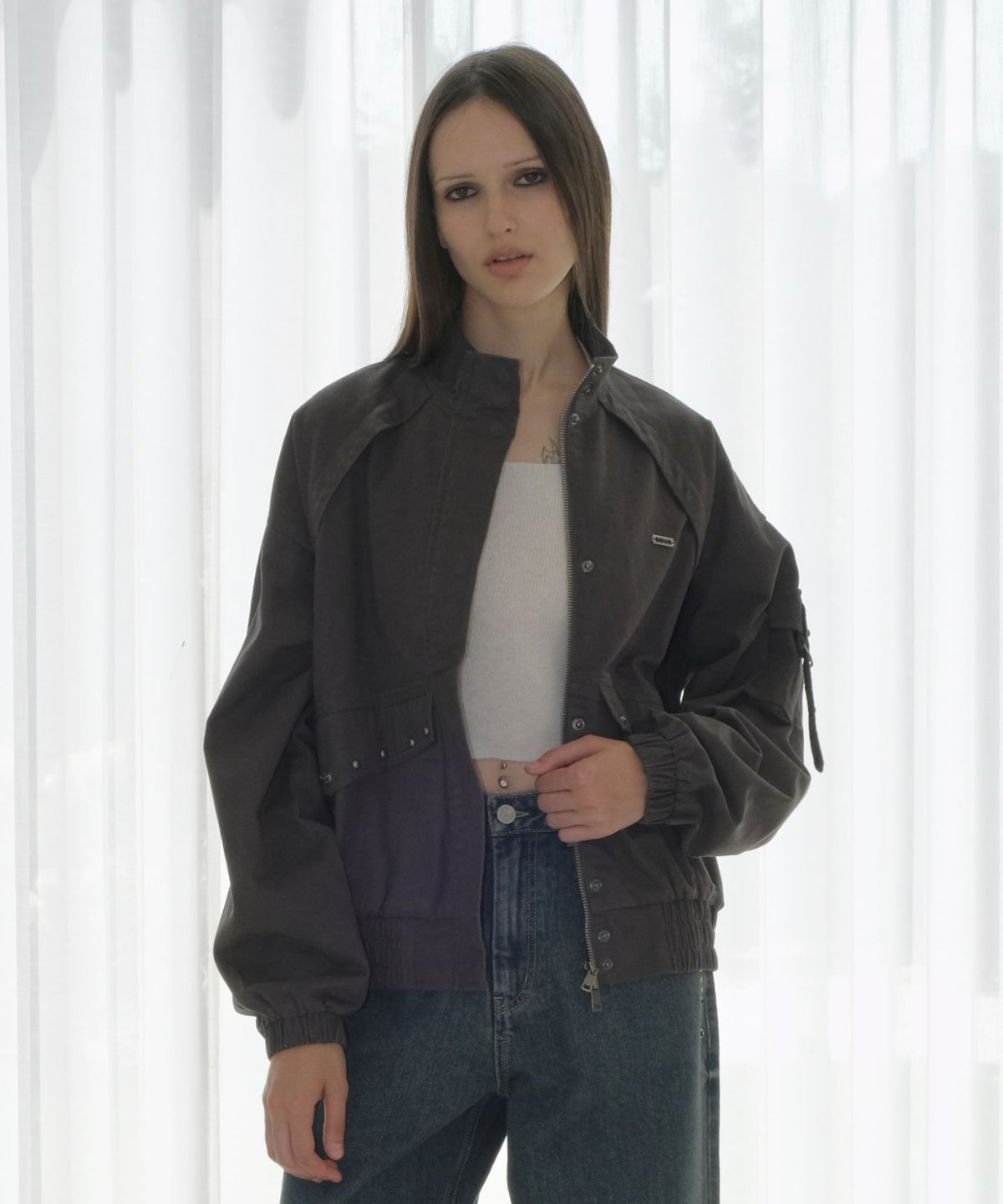 오디너리 홀리데이(ORDINARY HOLIDAY) OVERFIT BLOUSON JUMPER [GREY]