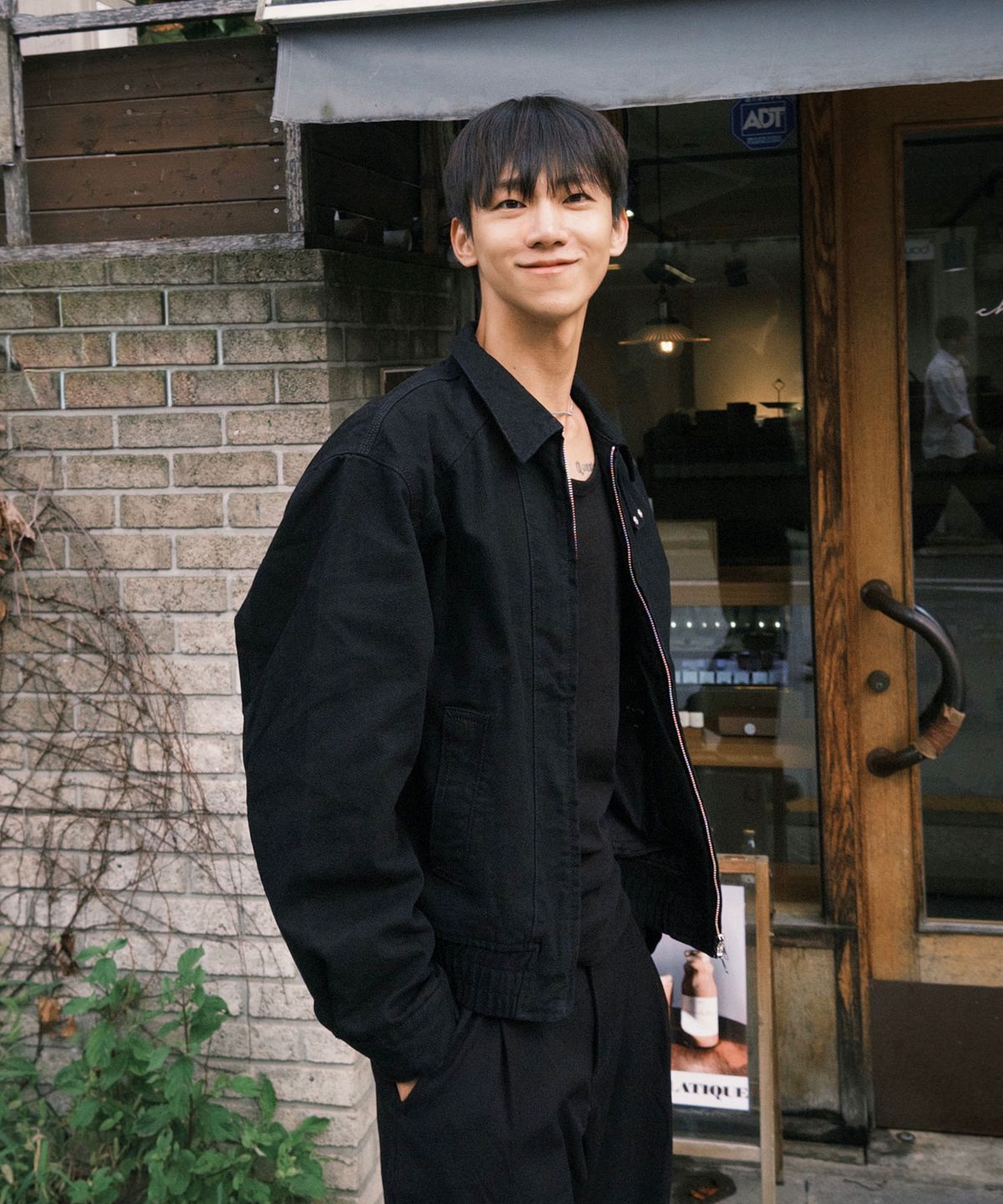 알리스(ALYSS) [데일리룸X알리스] 페이디드 그레인 코튼 블루종 자켓 [빈티지블랙]