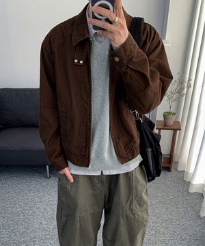 [데일리룸X알리스] 페이디드 그레인 코튼 블루종 자켓 [빈티지브라운]