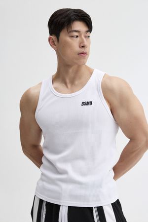 머슬핏 고탄력 골지 헬스 나시 슬리브리스