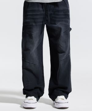 빈티지 캣브러시 워싱 리벳 카펜터 팬츠 블랙