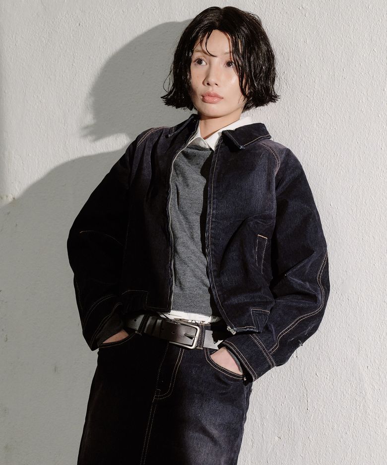 벨벳 데님 자켓 딥 블루