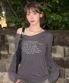 컨피던스 브이넥 롱 슬리브 차콜