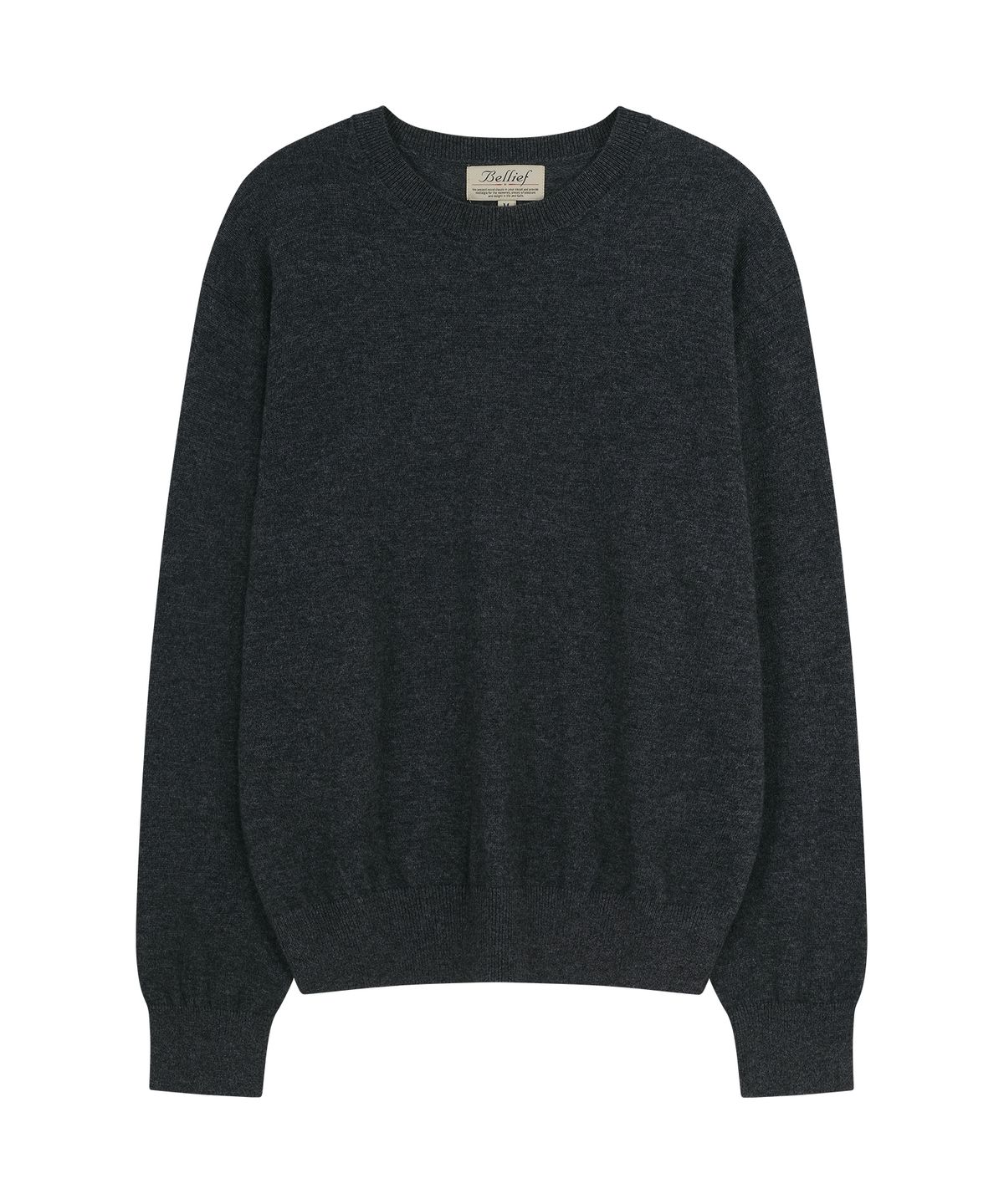 벨리프(BELLIEF) Essential Wool Comfort Crewneck Knit (Charcoal)