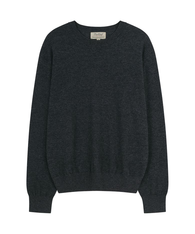 Essential Wool Comfort Crewneck Knit (Charcoal)