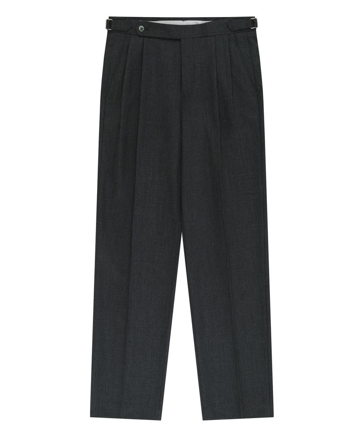 벨리프(BELLIEF) Wool Gabardine adjust Double-Pleated relaxed Trouser (Charcoal)