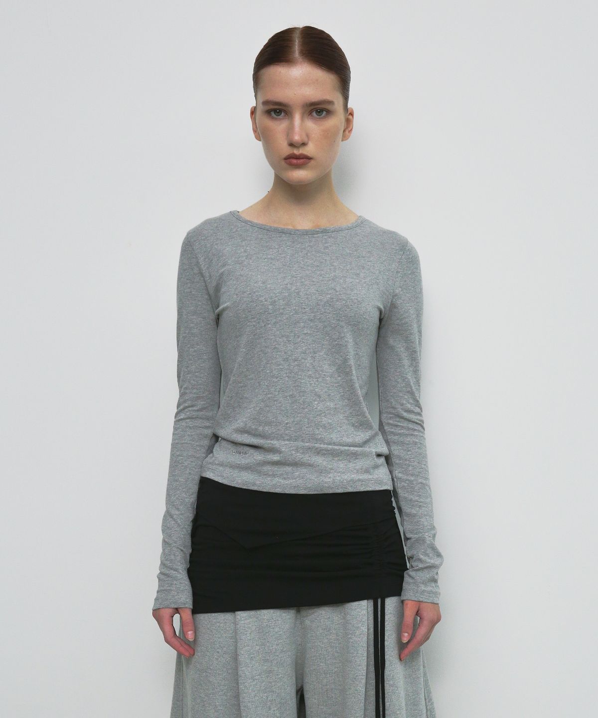 샌드릭(SANDRIC) BASIC ROUND T-SHIRT_MELANGE GREY