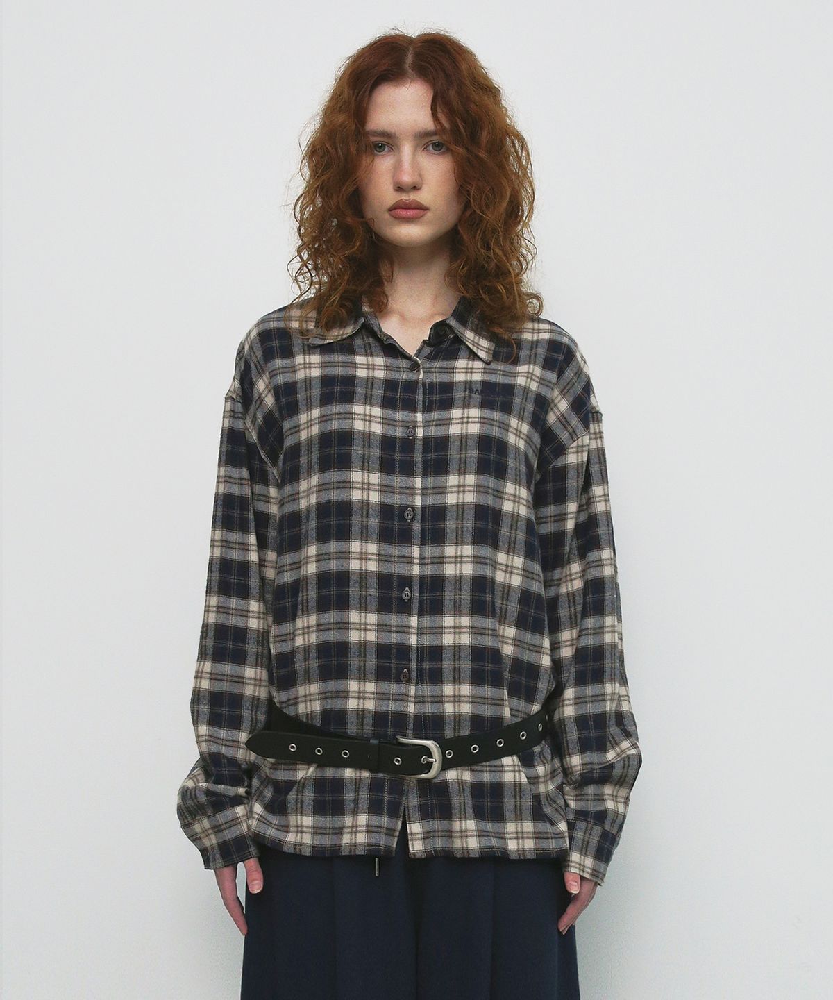 샌드릭(SANDRIC) OVERFIT CHECK SHIRT_NAVY