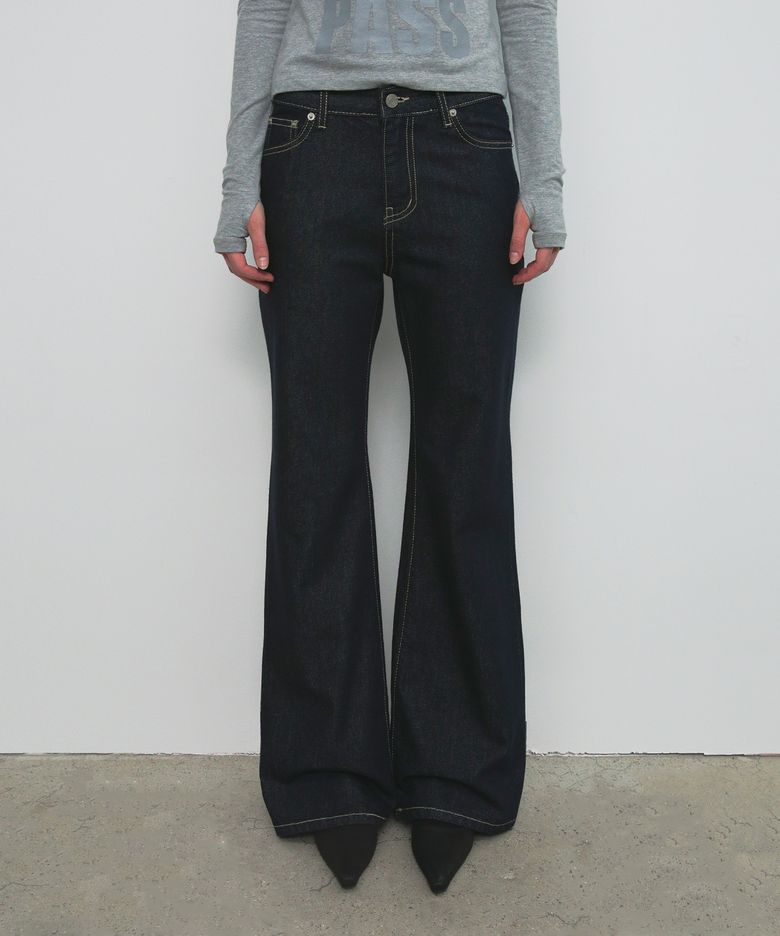 BOOTCUT RAW DENIM PANTS_DEEP BLUE