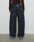 WIDE ROLL UP DENIM PANTS_DEEP BLUE