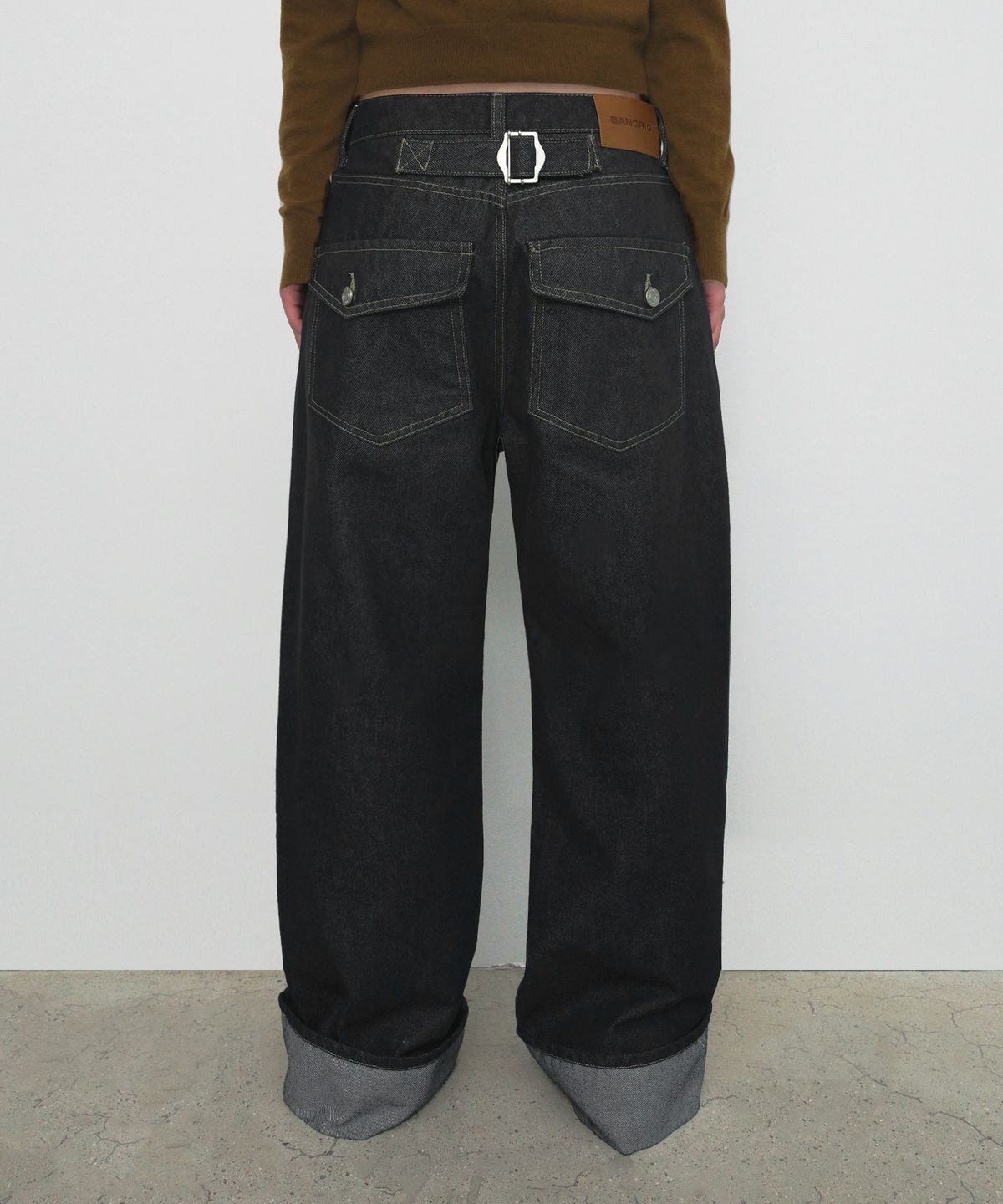 샌드릭(SANDRIC) WIDE ROLL UP DENIM PANTS_BLACK