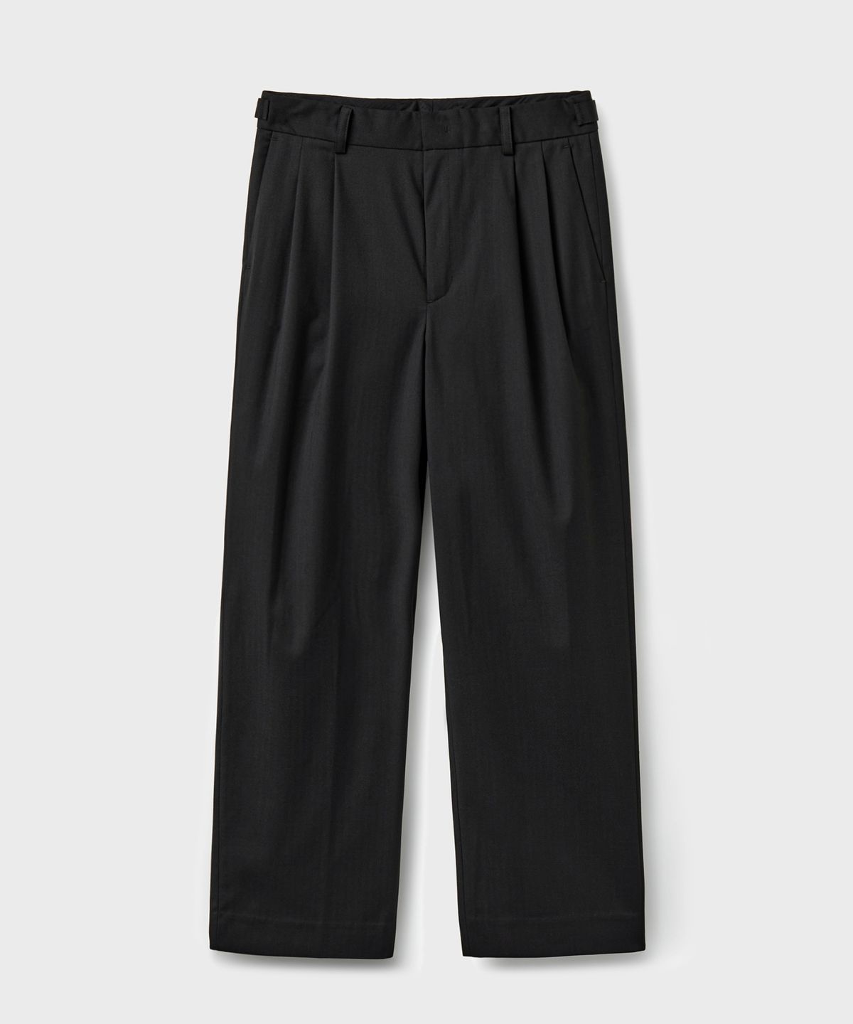 유니온블루(UNION BLUE) HERRINGBONE LINE WIDE SLACKS [BLACK]