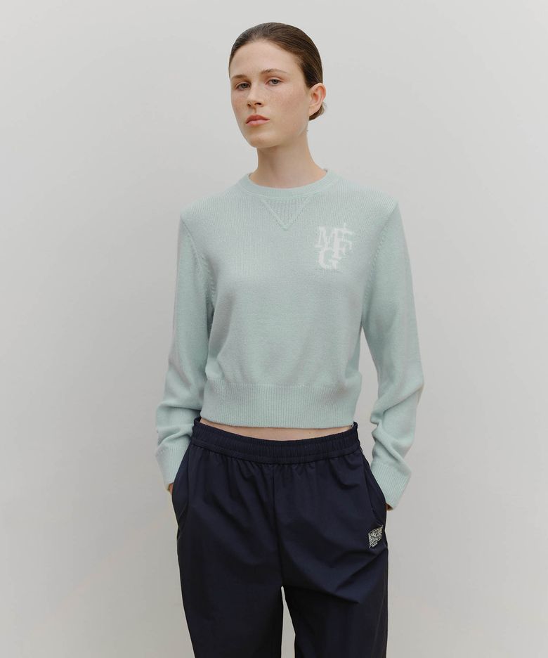 MARITHE SPORT W M+FG LOGO CROP PULLOVER sky blue