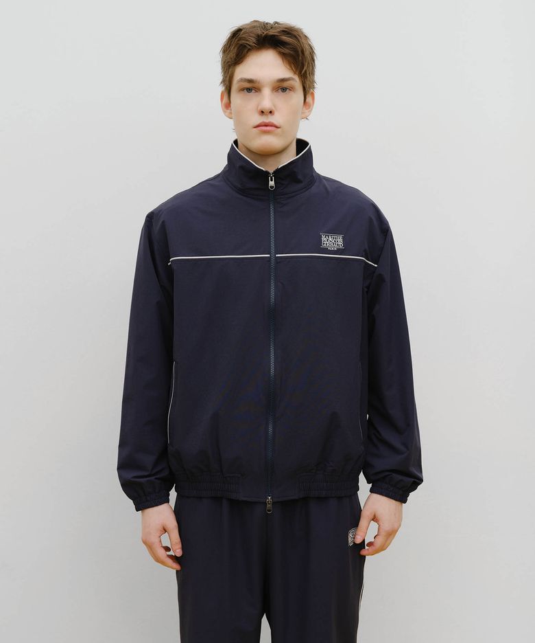 MARITHE SPORT NYLON TRACK ZIP-UP JACKET navy