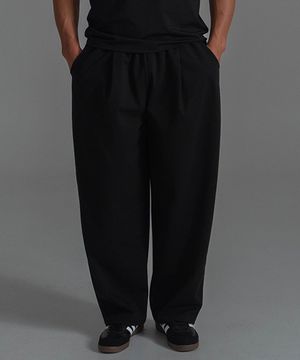 P2505 더블 핀턱 와이드팬츠 [블랙]