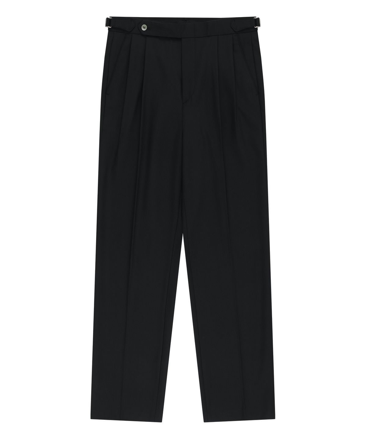 벨리프(BELLIEF) Wool Gabardine adjust Double-Pleated relaxed Trouser (Black)