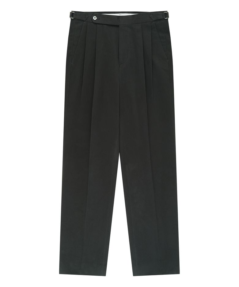 Essential Gaberdine Heavy Double-Pleated relaxed Chino (Charcoal)