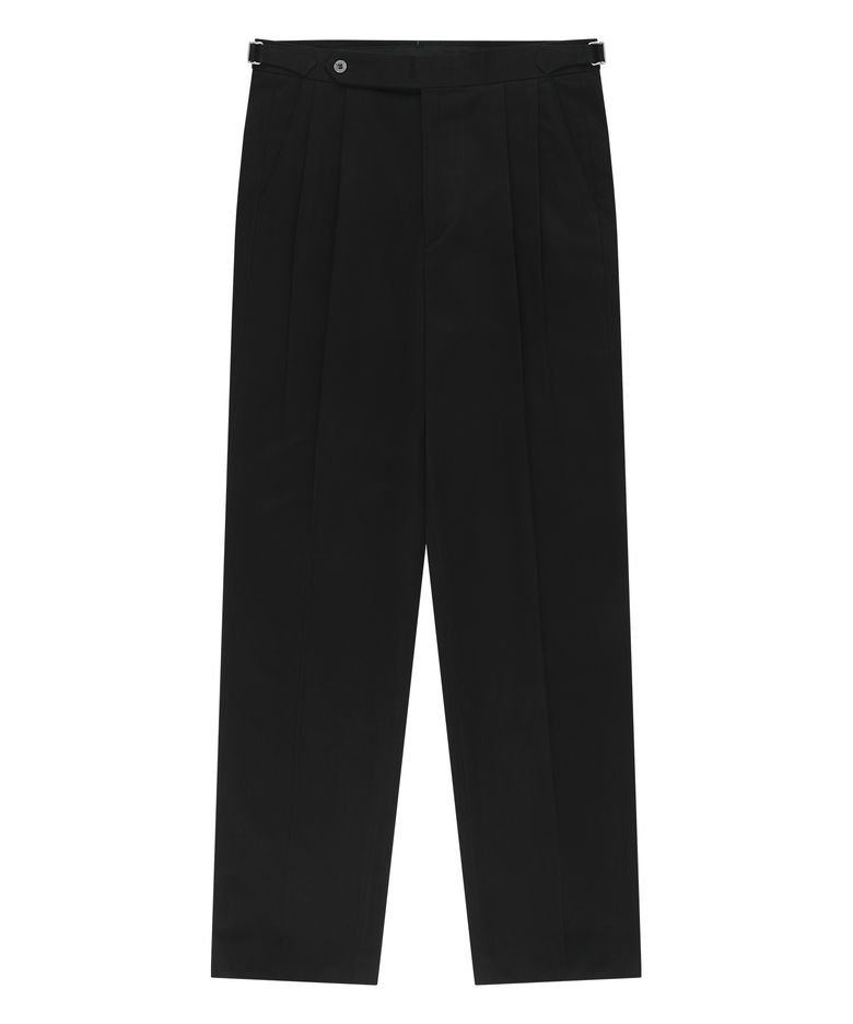 Essential Gaberdine Heavy Double-Pleated relaxed Chino (Black)
