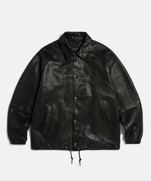[Vegetable Leather] Washed Sheepskin Coach Jacket Black