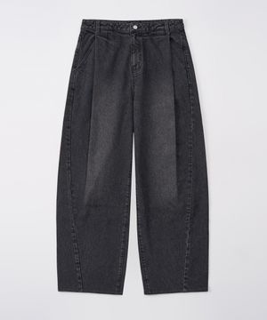 턱 커브드 데님 팬츠 (WASHED BLACK)