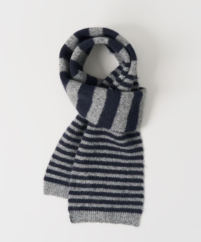 스트라이프 니트 머플러 (NAVY/GREY)
