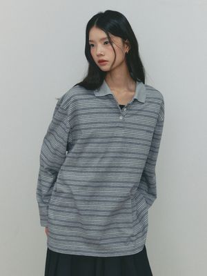 SSEMI STRIPE PK T-SHIRT(GR)