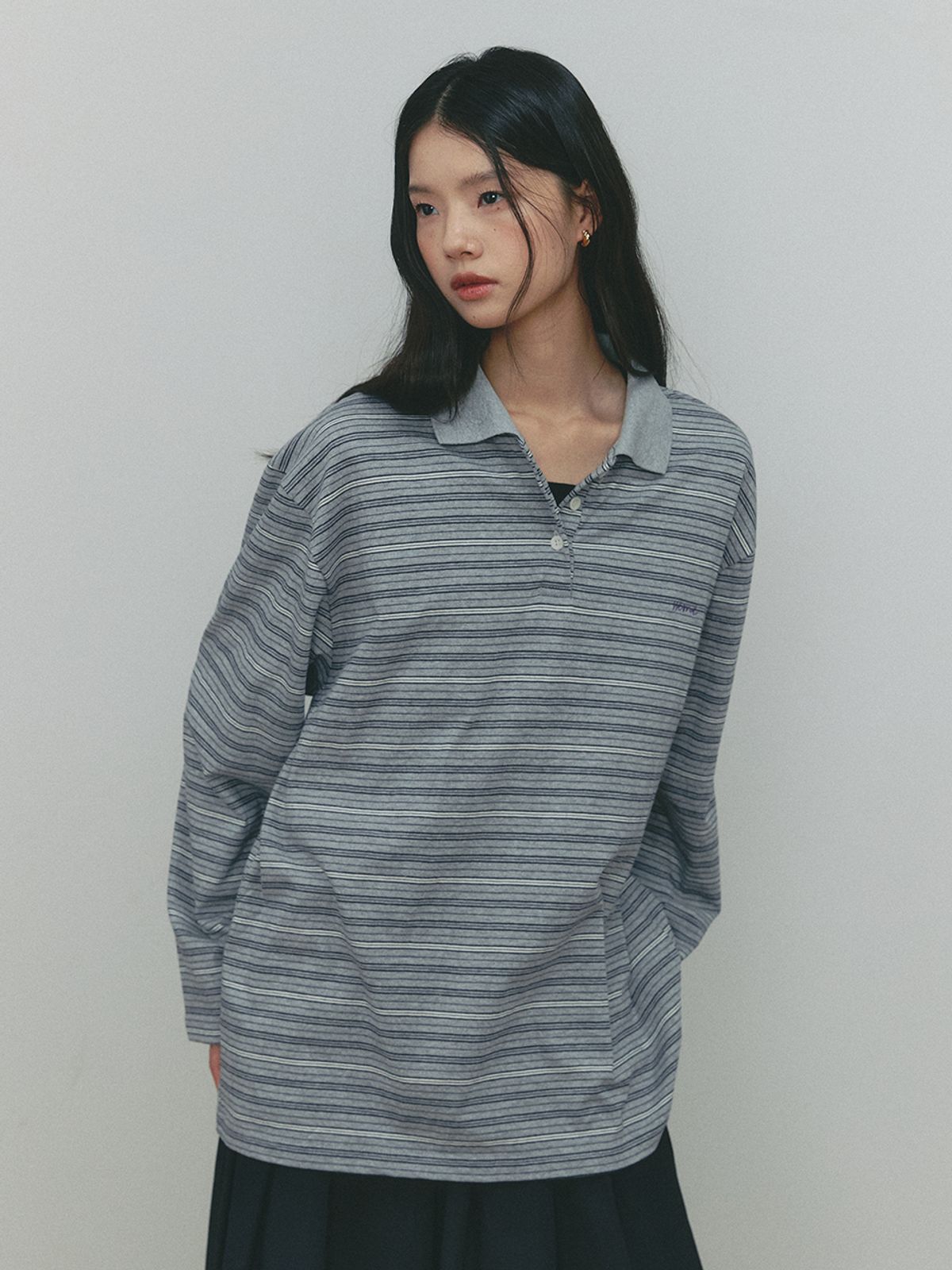 쎄미(SSEMI) SSEMI STRIPE PK T-SHIRT(GR)