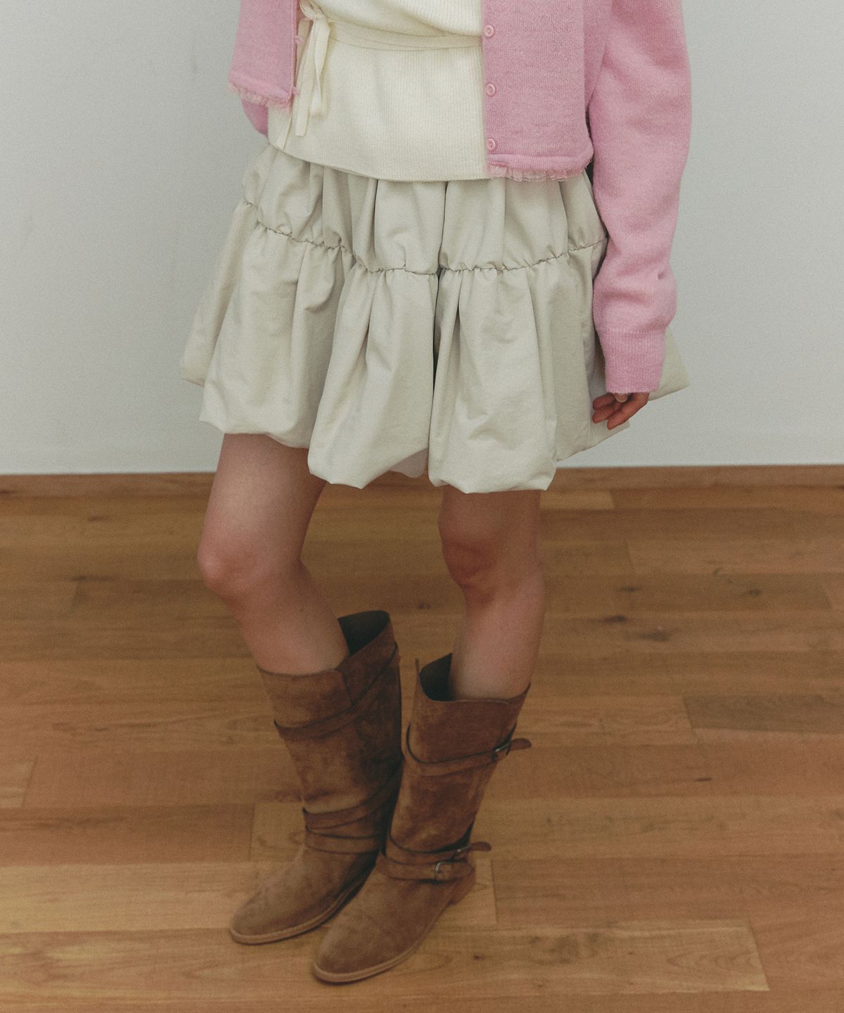 쎄미(SSEMI) SHRRING BALLOON MINI SKIRT(CR)