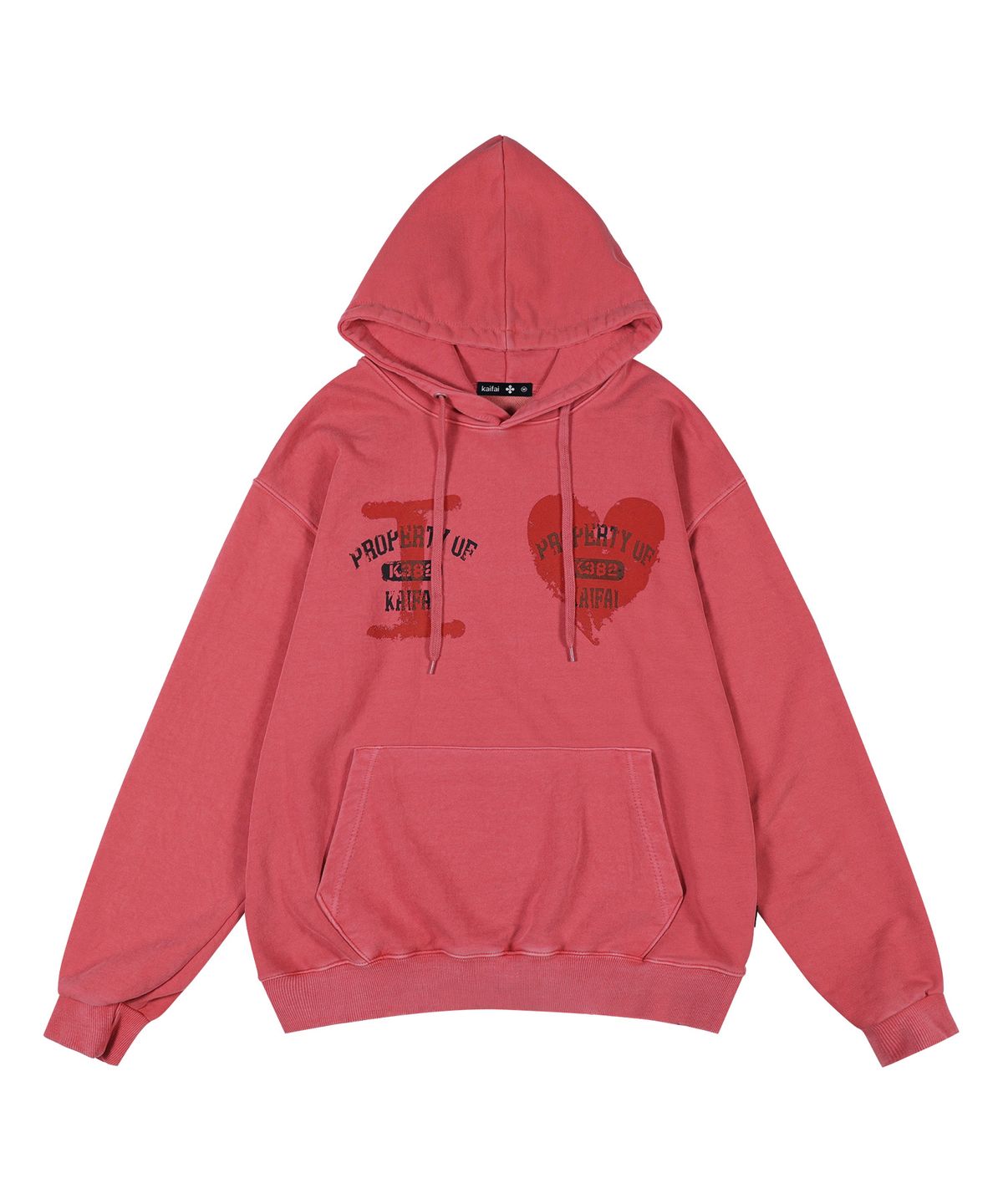 카이파이(KAIFAI) 하트 스탬프 피그먼트 후드 (레드) K25ZB175