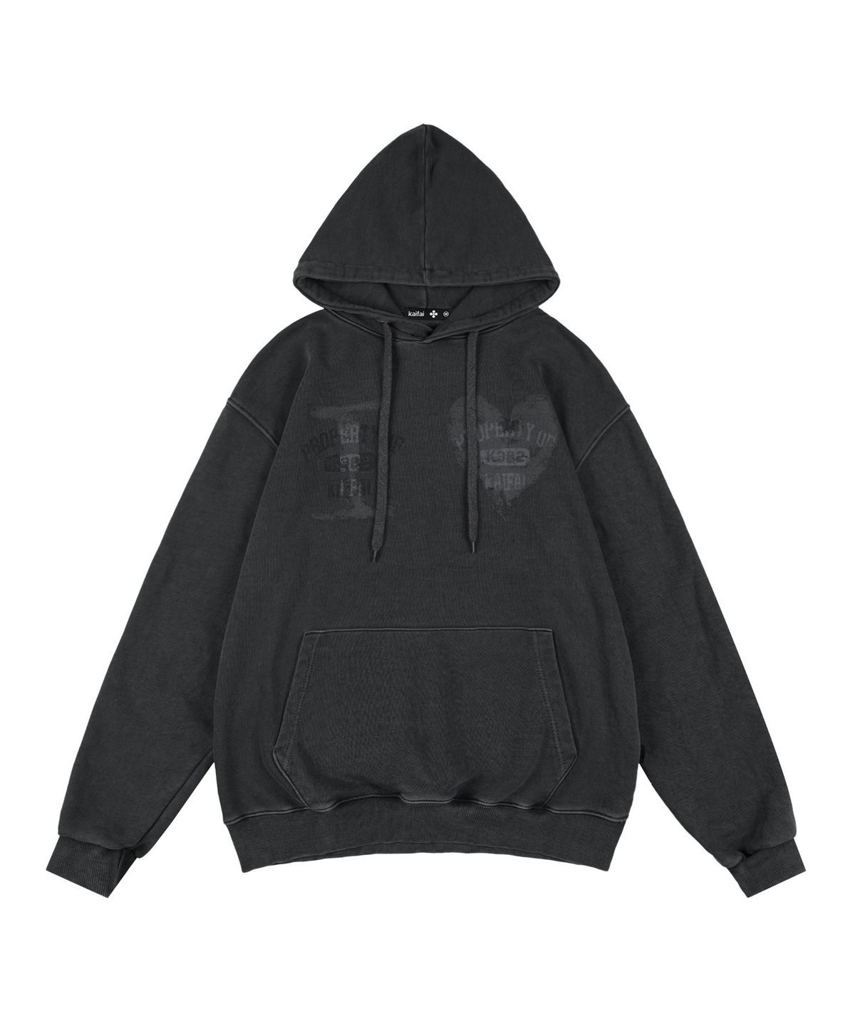 카이파이(KAIFAI) 하트 스탬프 피그먼트 후드 (차콜) K25ZB175