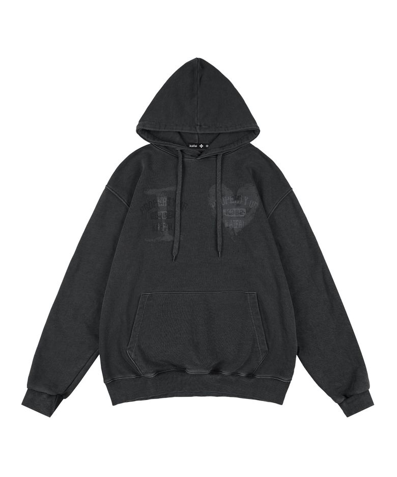 하트 스탬프 피그먼트 후드 (차콜) K25ZB175