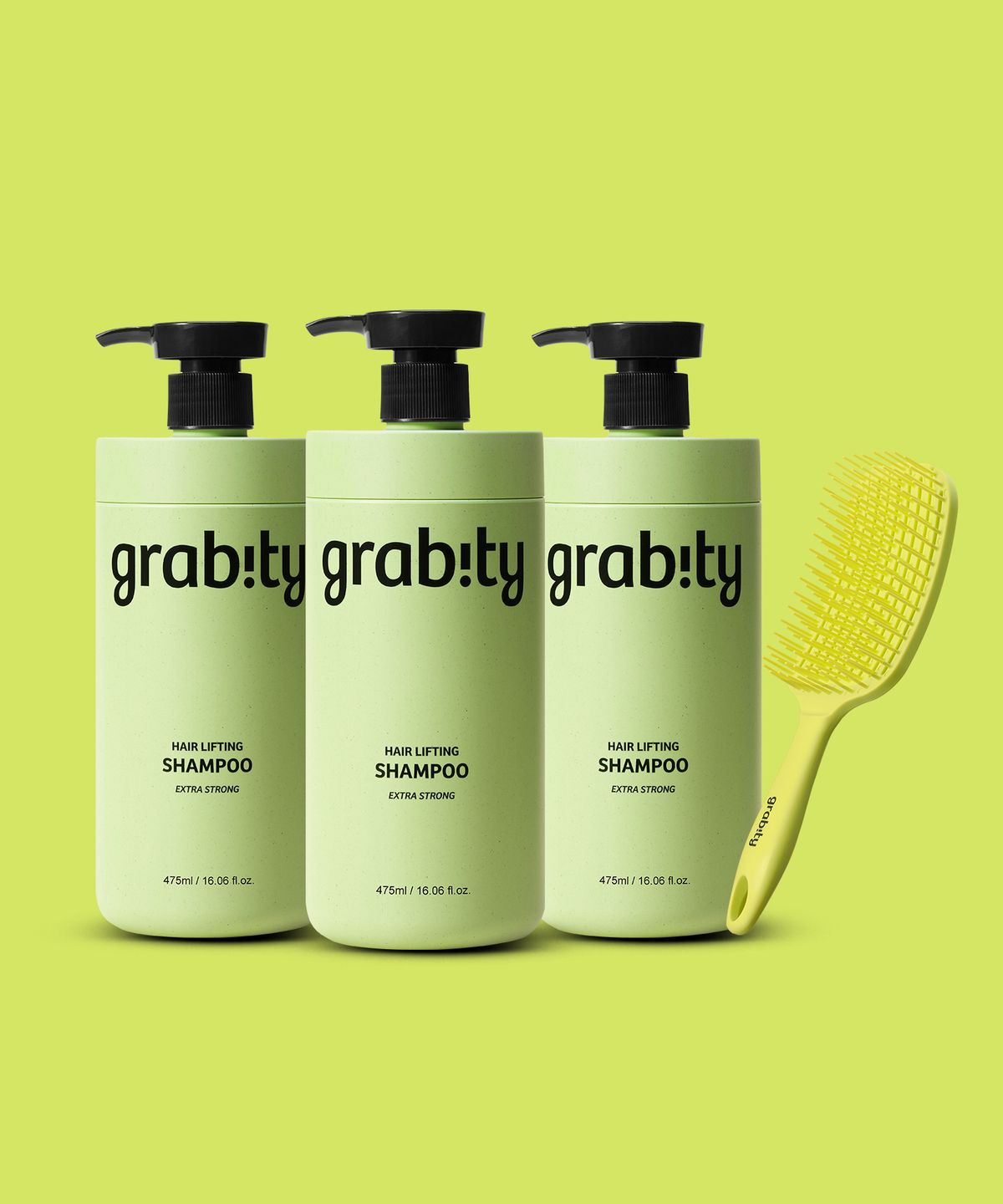 그래비티(GRABITY) 헤어리프팅 샴푸 엑스트라 스트롱 475mlx3 + 브러쉬