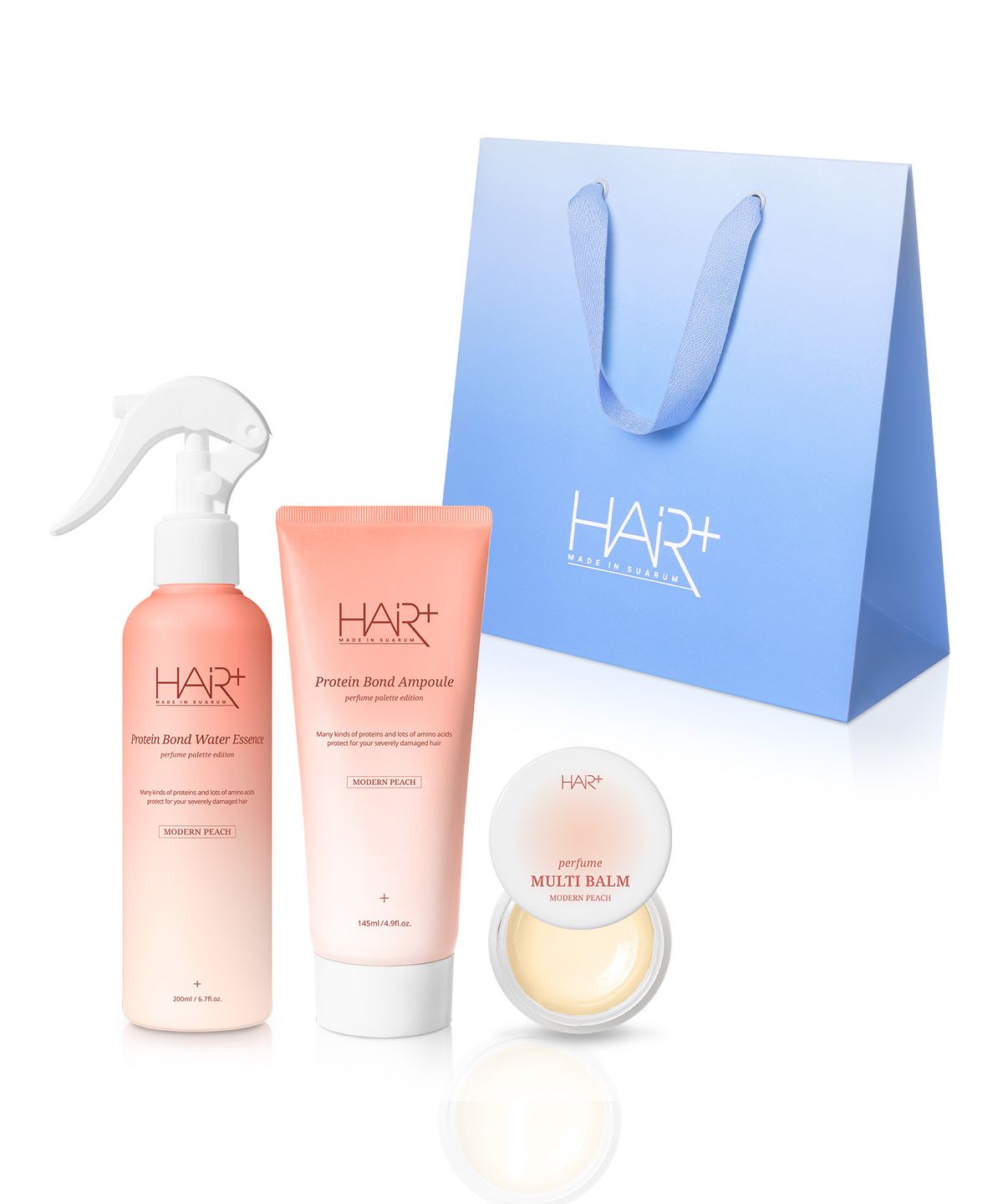 헤어플러스(HAIRPLUS) 모던피치 퍼퓸 단백질 헤어에센스 미스트 열보호 클리닉 선물세트