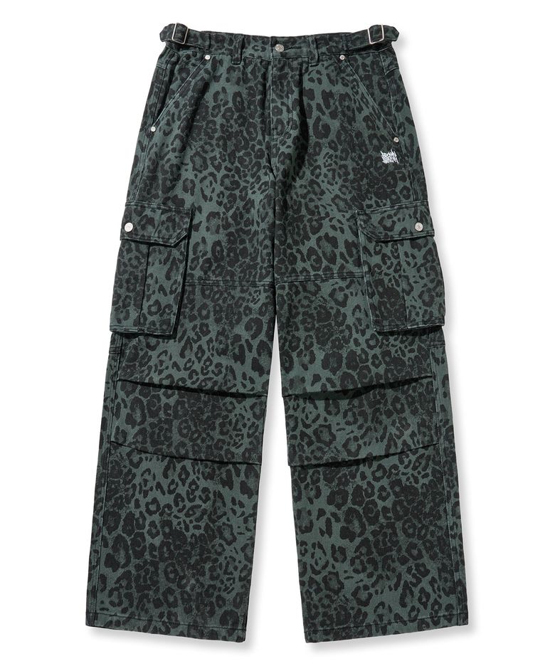 LEOPARD PATTERN CARGO PANTS - NAVY