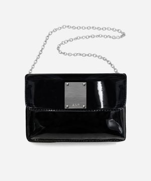 글로시 에나멜 미니 숄더백 블랙